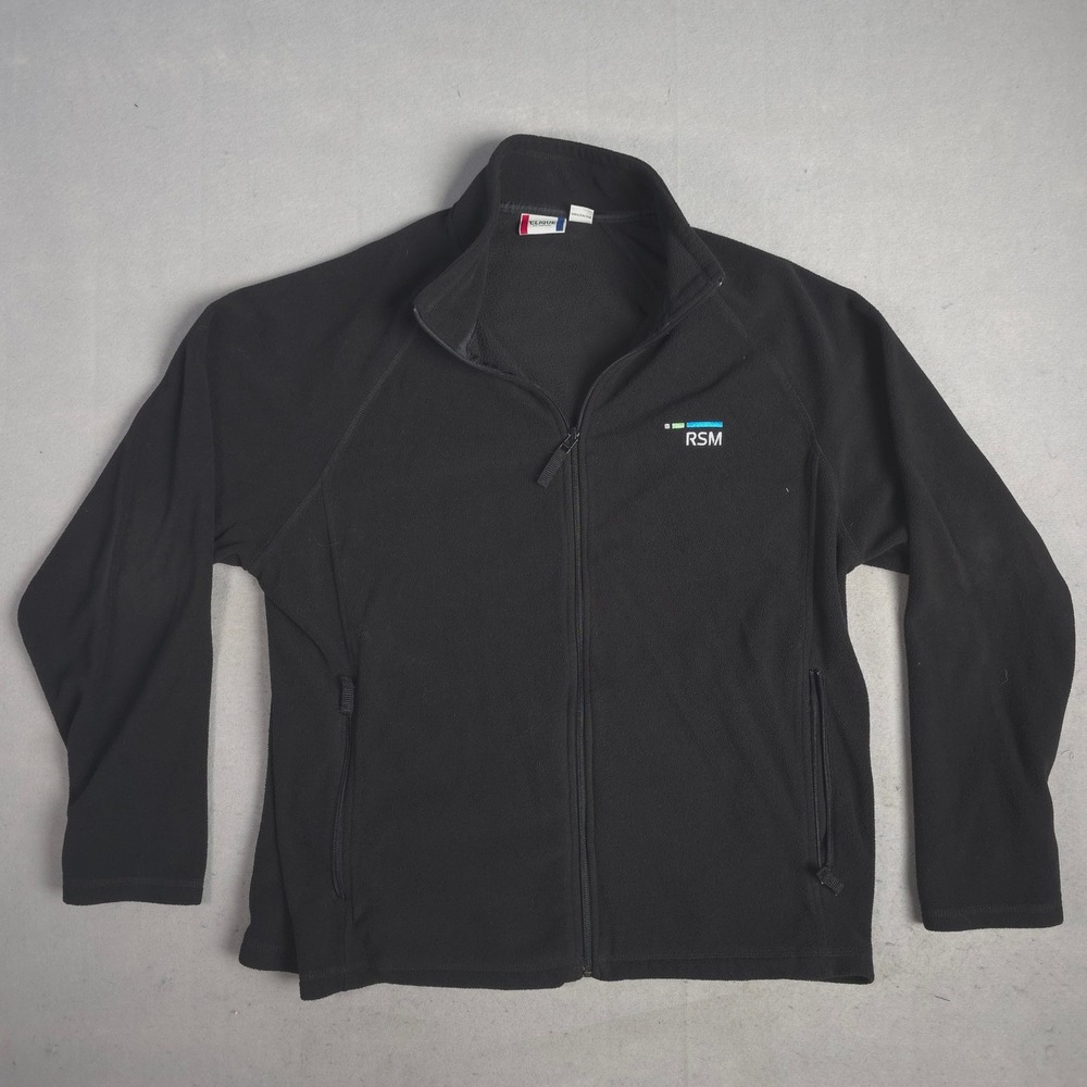 Clique‎ Fleece Jacket Full Zip RSM Logo Black Pullover Coat Mens XL